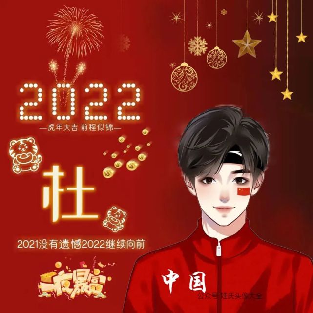 2022虎年元旦喜庆姓氏头像,制作你的专属头像