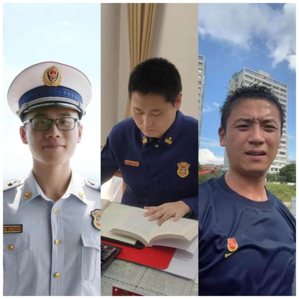 夏思成(市级机关优秀共青团干部,左)陈淑华(总队政工岗位练兵能手,中)