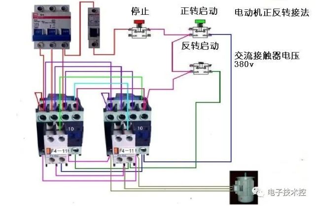 380v交流接触器可控制三相异步电动机转向