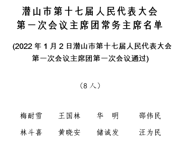 潜山市十七届人大一次会议主席团召开第一次会议