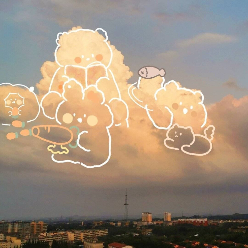 超可爱的云朵涂鸦背景图