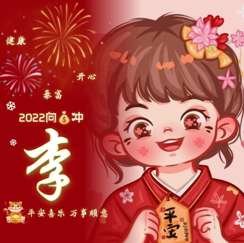 2022新年渐变姓氏头像分享