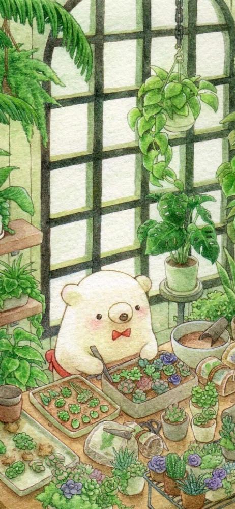 呆萌小白熊手机壁纸