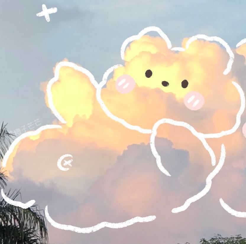 可爱云朵涂鸦背景图