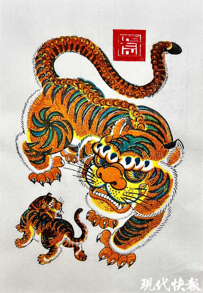 虎虎生威雕版印刷虎年非遗年画出炉