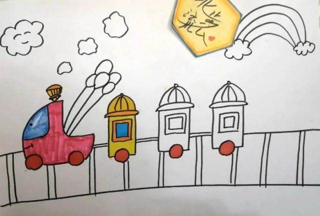 儿童画教程:小火车,认识小火车的结构和运动原理,通过绘画的方式培养