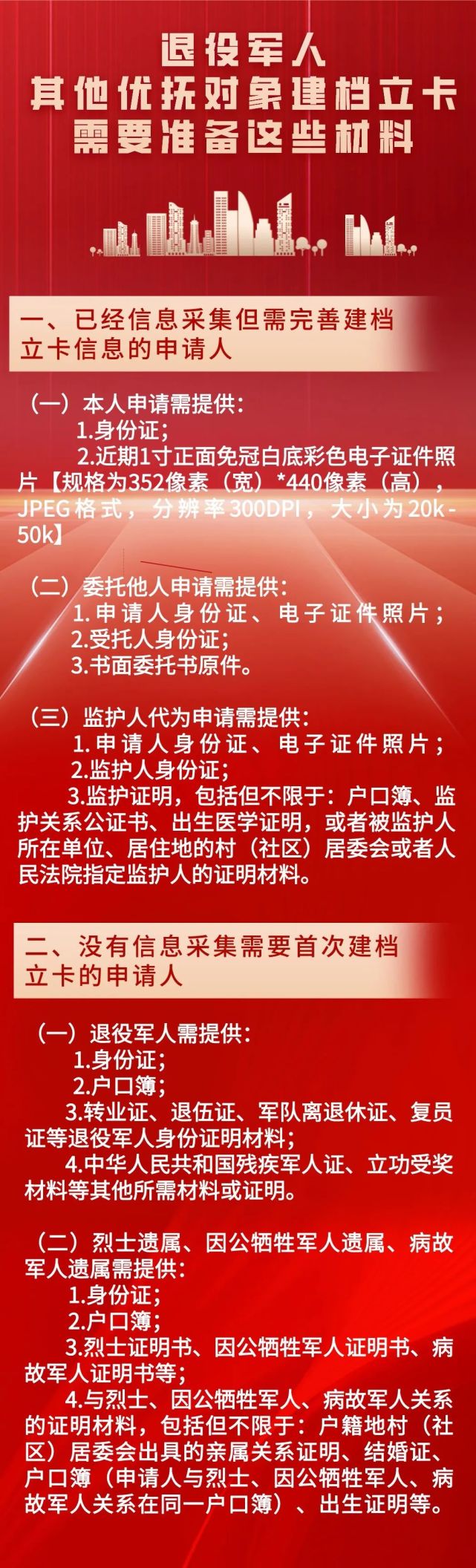 退役军人及其他优抚对象 建档立卡需要准备这些材料