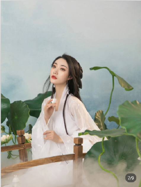 悦目是佳人荷花羞玉颜古风美女荷塘高清9连