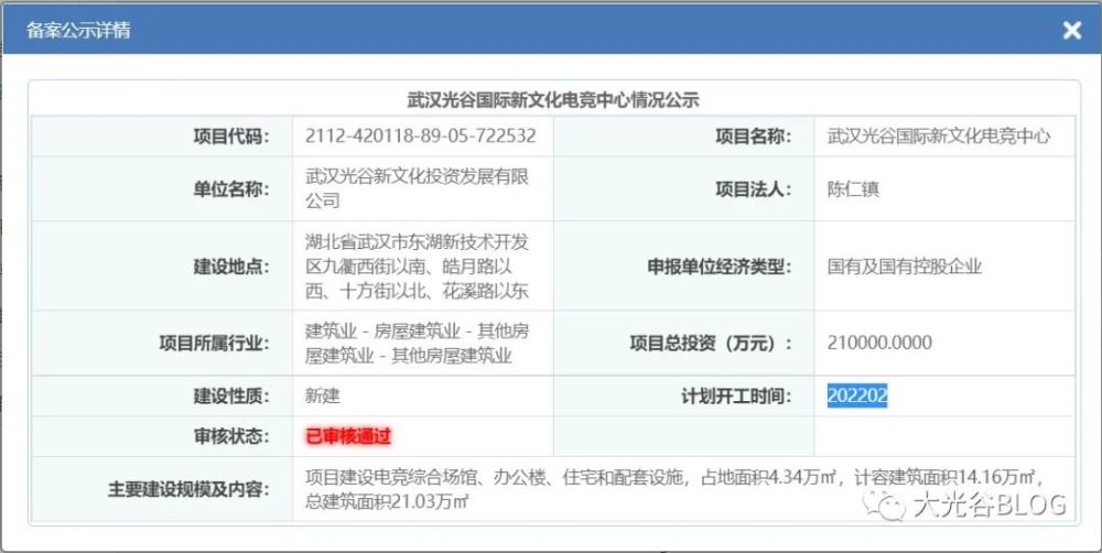 光谷国际新文化电竞中心情况公示，总投资21亿