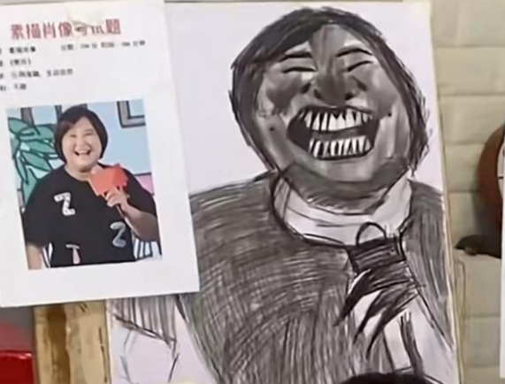 美术生画贾玲素描像,画风清奇,网友直言:玲姐你可别