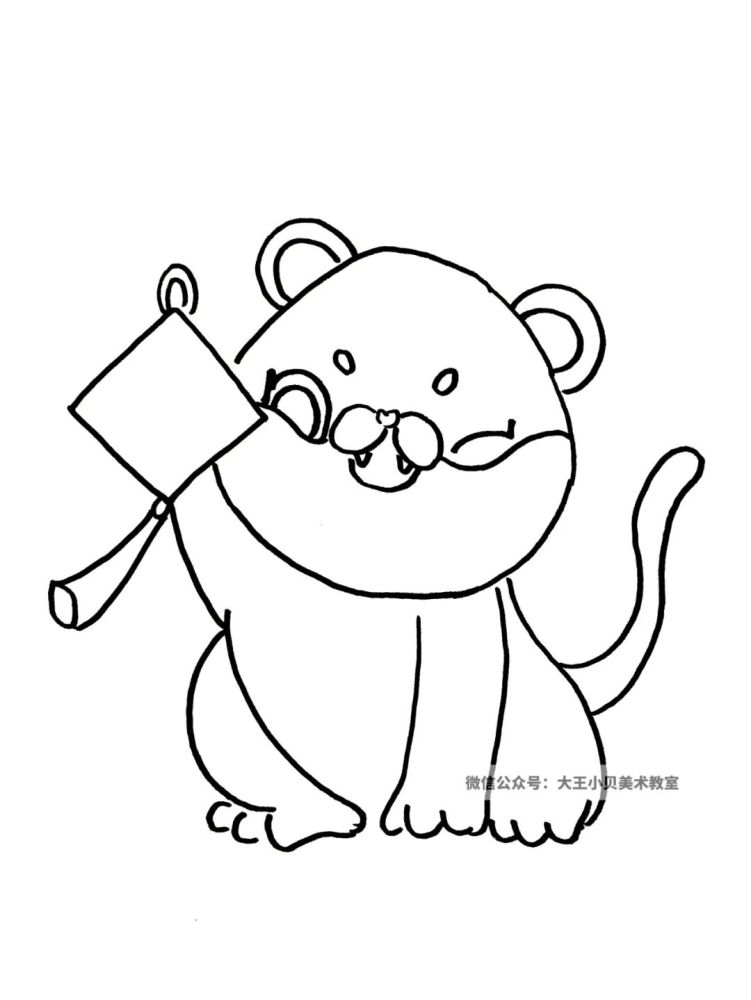 1:用铅笔画出老虎的形象后用勾线笔描边.
