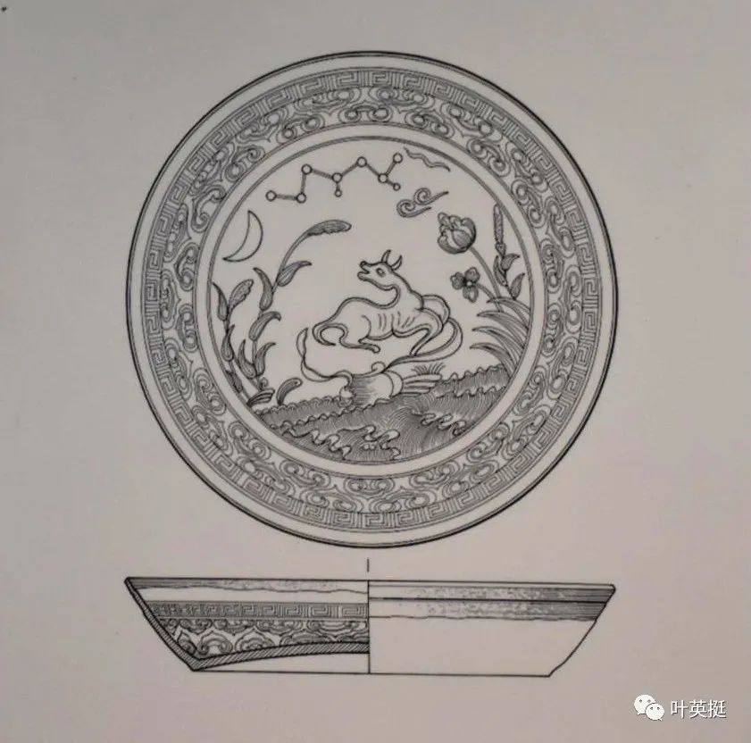 四川省遂宁市金鱼村窖藏出土的南宋景德镇窑青白釉印花"吴牛喘月"纹盘