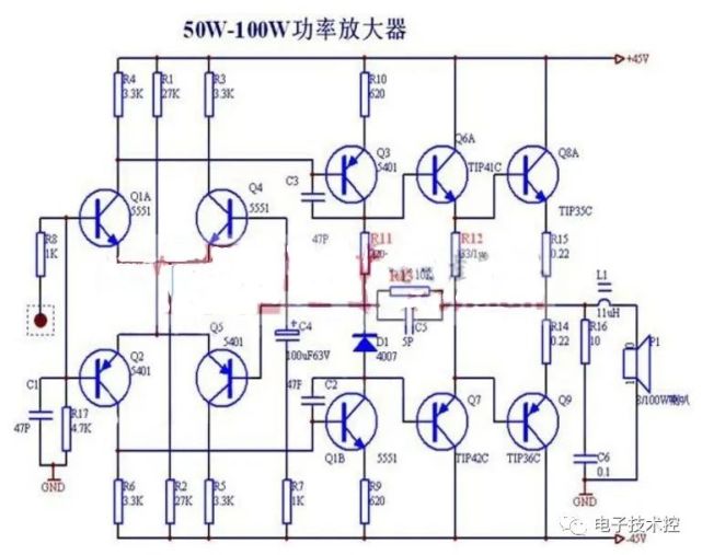 8款100w功放电路图,音响发烧友可参考