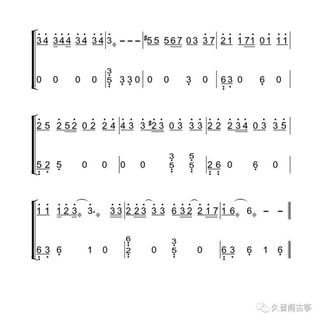 古筝曲谱《漠河舞厅》