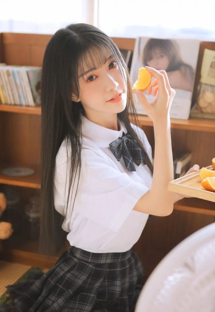jk制服清纯黑长直美女阳光唯美