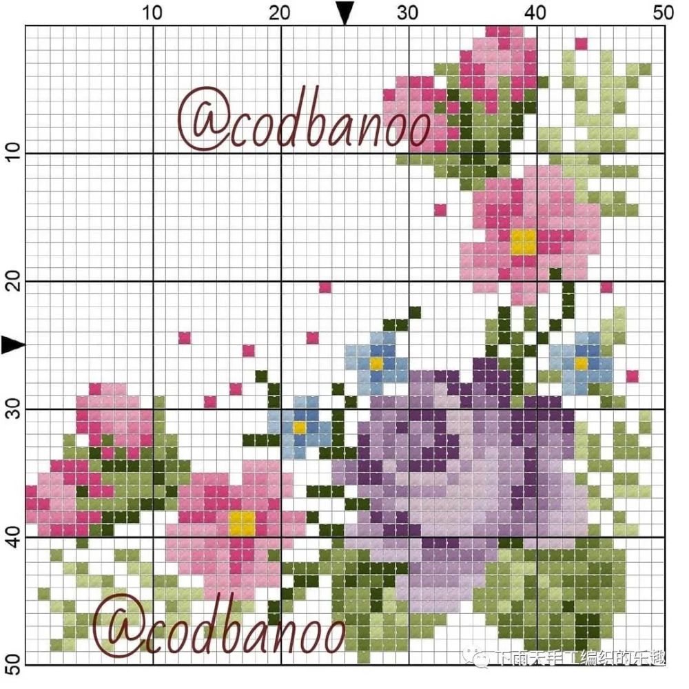 像素图棒针几何花样大外套美丽小花朵十字绣图案