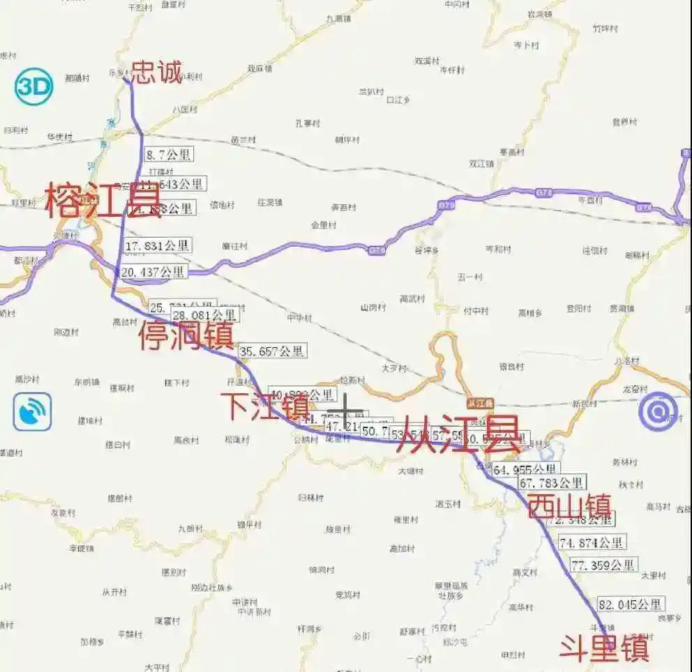 榕江至广西融安高速公路根据勘测单位出示的示意图,起点为天柱县高酿