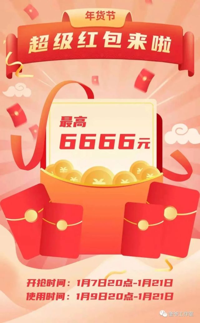 年货节超级红包最大6666元,快来领!