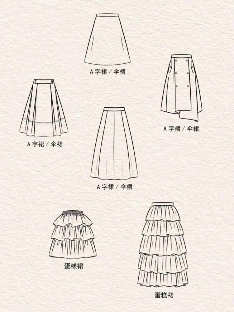 服装设计服装最常用的几种基础平面款式图线稿