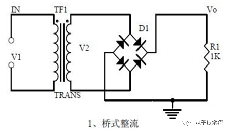 1,桥式整流电路图关注《电子技术控》星标/置顶,每天【20:00】新鲜有