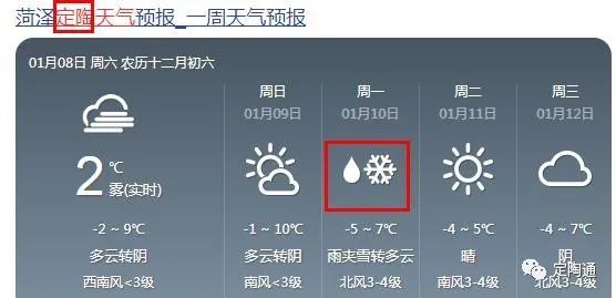 定陶最新天气预报