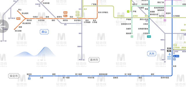其中北京大兴机场到雄安到保定东的轨道线路定义为区域快线(雄安r1线