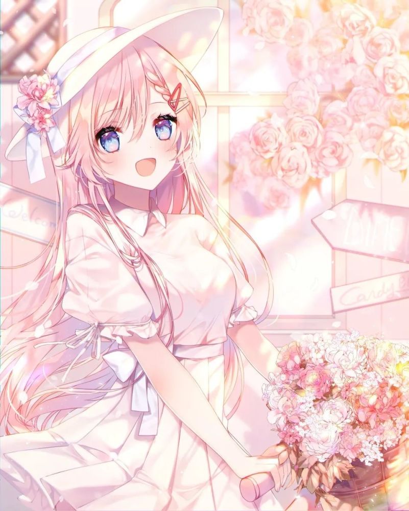 二次元壁纸粉色头发的少女