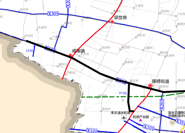 该县道与503省道,淮高路相接,是快速通往机场,高铁站等重要交通节点