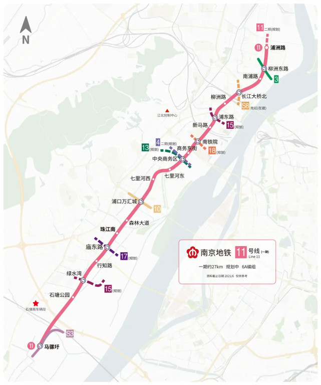 南京18条所有数字地铁线路图一览如下