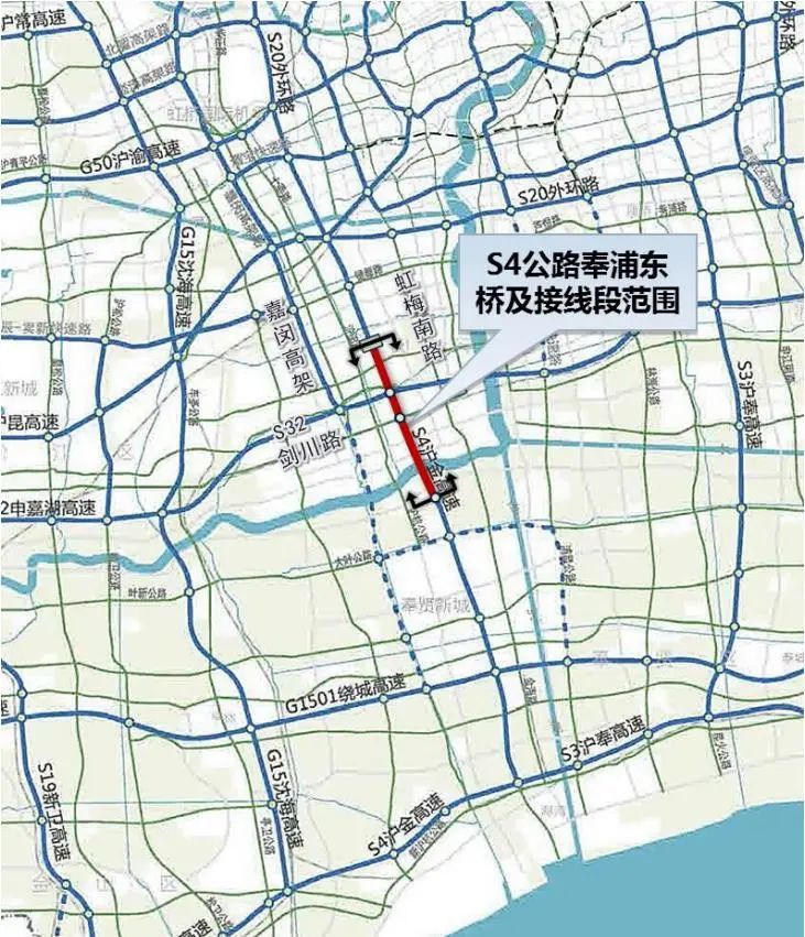 目前,奉浦大桥为双向4车道,是s4高速公路的一处交通瓶颈,高峰交通拥堵