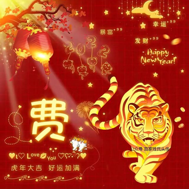 2022新年姓氏头像,虎年大吉,好运加满!