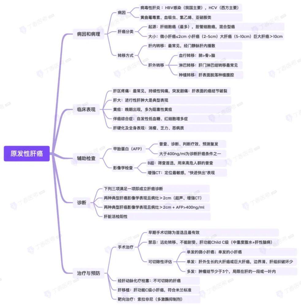 思维导图消化系统之原发性肝癌