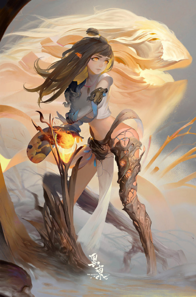 二次元和厚涂完美融合的小姐姐插画,色块运用娴熟色泽温润