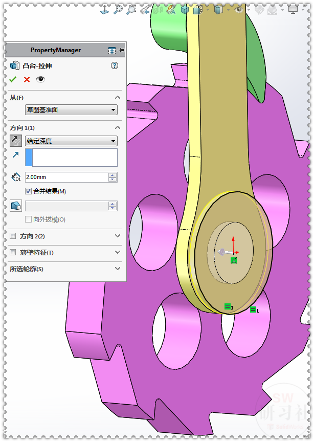 在solidworks装配体里画一个棘轮装置