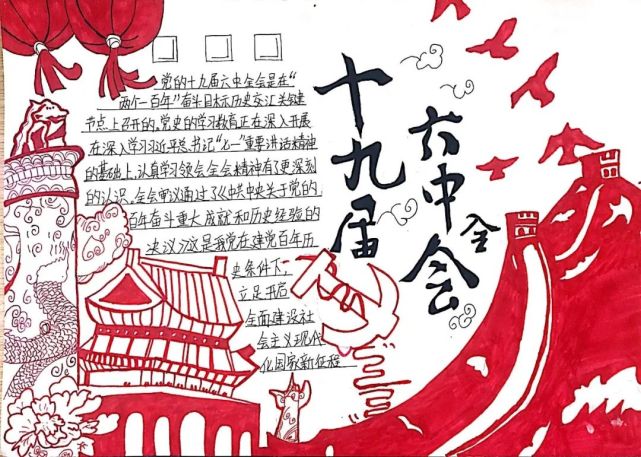我校开展学习"党的十九届六中全会精神"主题手抄报活动
