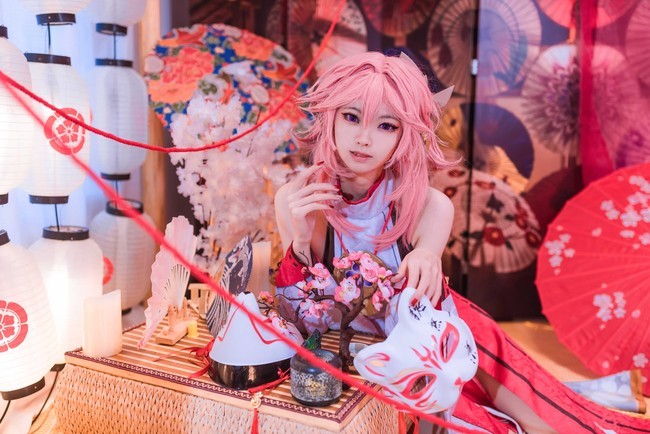 原神八重神子cosplay想看我变狐狸么