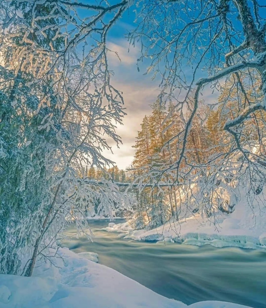 北欧仙境般雪景