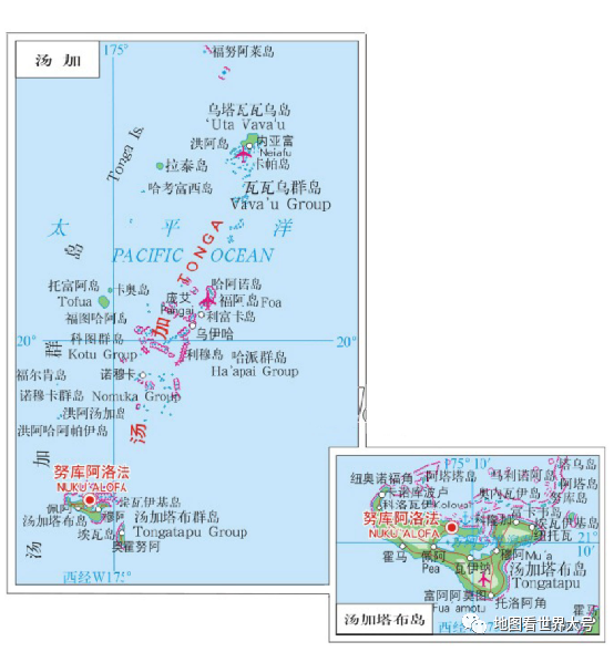 (1)汤加陆地面积仅747平方公里(比香港略小),而海洋专属经济区面积