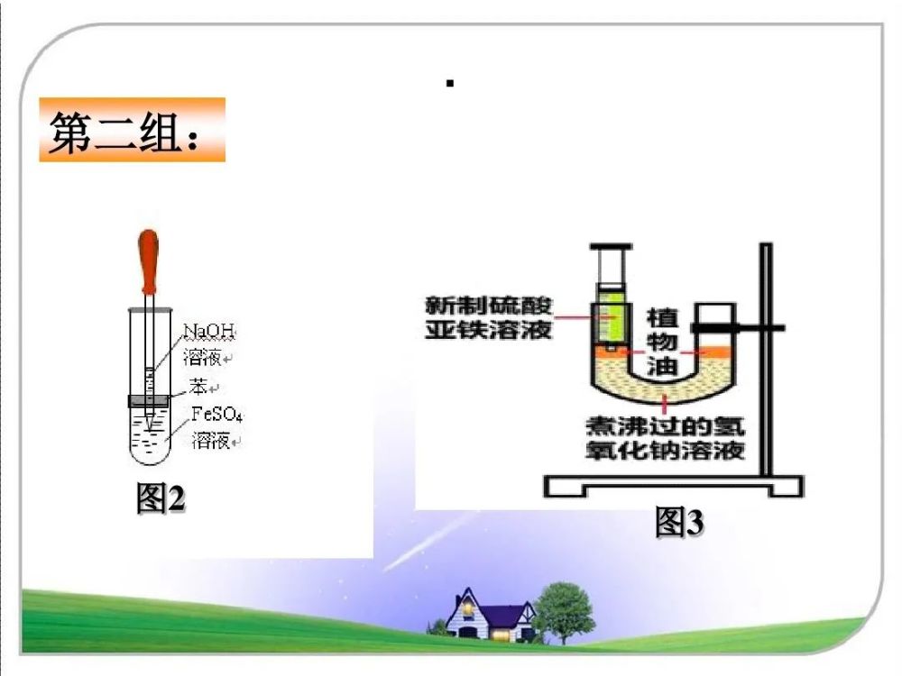 5.下列各图示中能较长时间看到氢氧化亚铁白色沉淀的是)d.