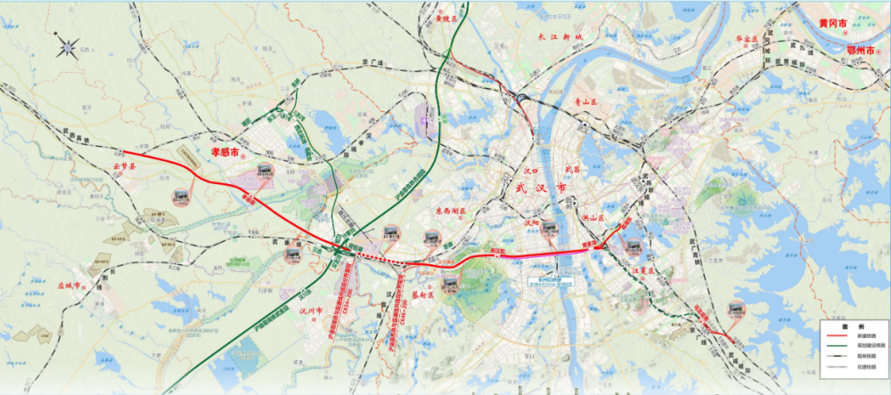 新建武九客专联络线沟通武黄城际余花联络线,新建武广高铁联络线联通