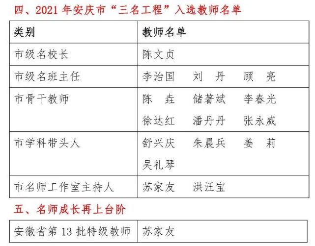 2021年度安庆一中教师荣誉,获奖情况(一)