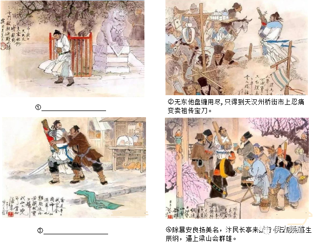 (1)下面连环画描绘了"汴京城杨志卖刀"的片段,出自古典文学名著