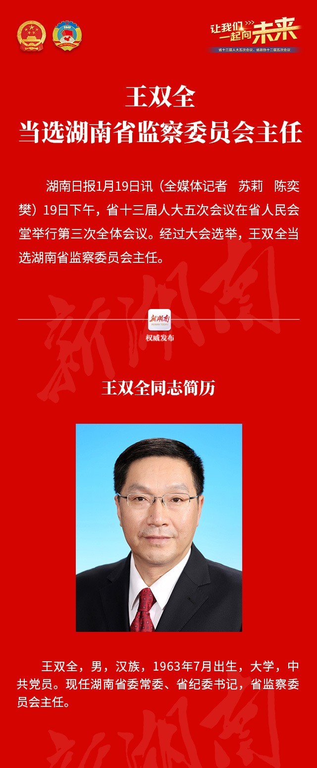 王双全当选湖南省监察委员会主任