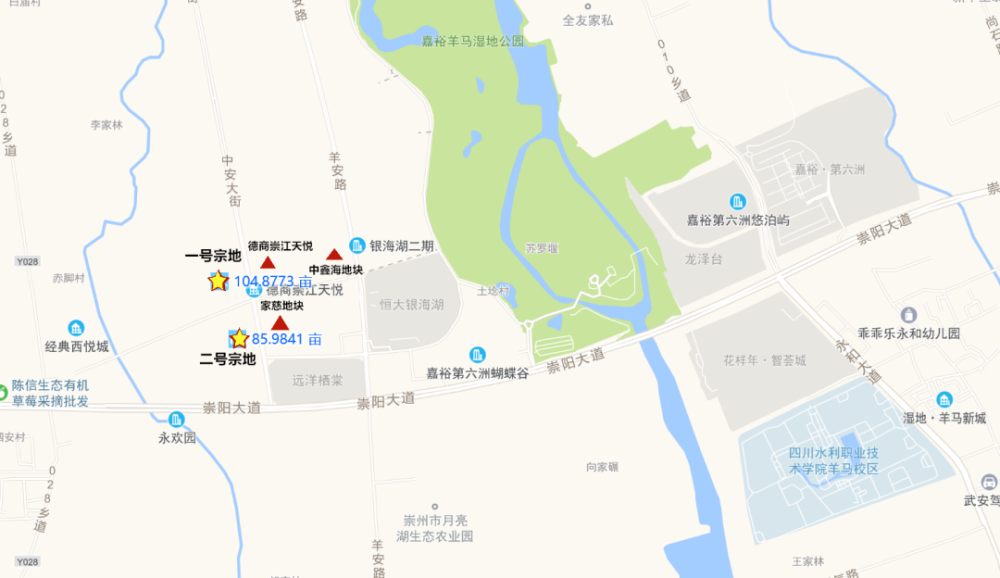 一二号宗地为连襟地块,位于崇州市羊马新城,中安大街西侧,崇阳大道