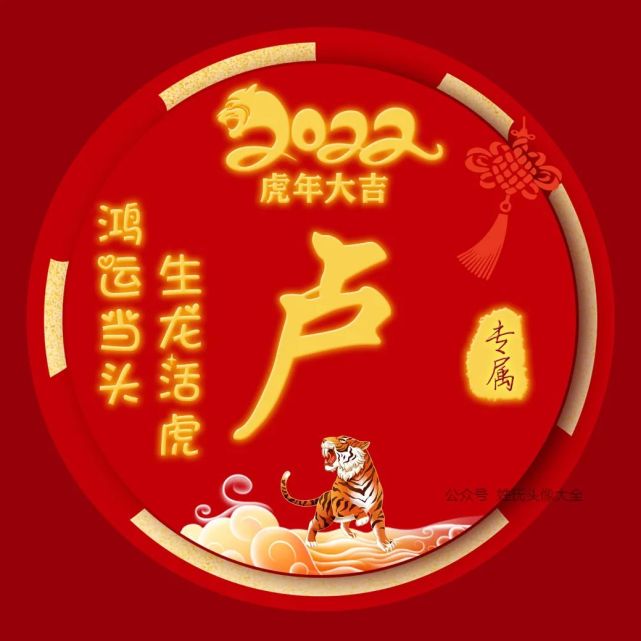 2022新年姓氏头像,生龙活虎,鸿运当头