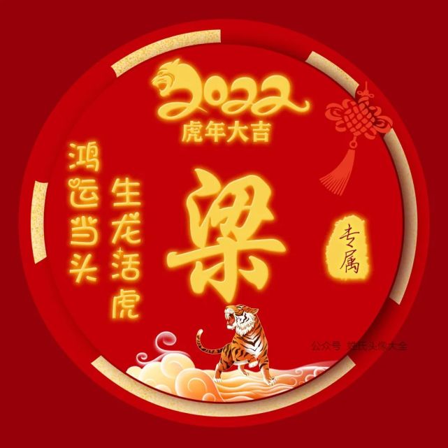 2022新年姓氏头像,生龙活虎,鸿运当头