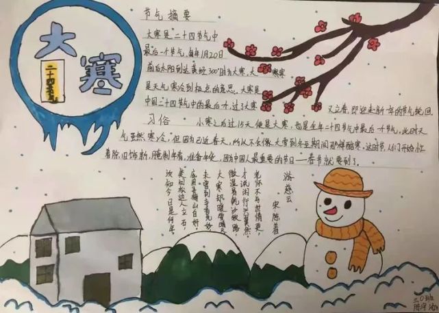 大寒手抄报在"大寒"节气这一天,实验小学教育集团的老师们通过钉钉