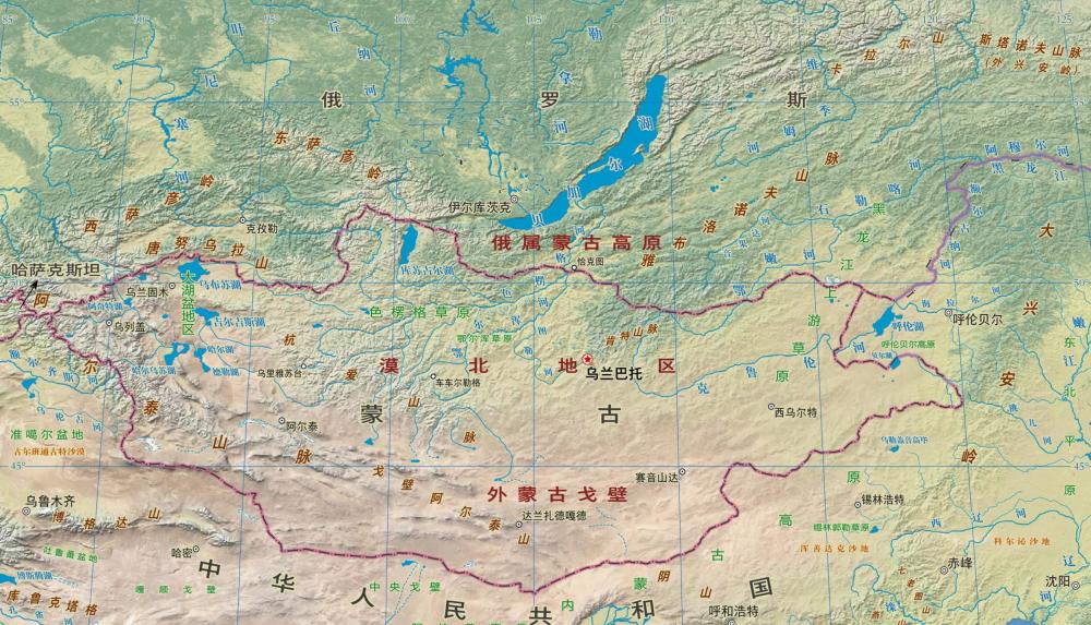 突厥汗国的牙庭于都斤山,蒙古帝国的都城哈拉和林,及乌兰巴托均在