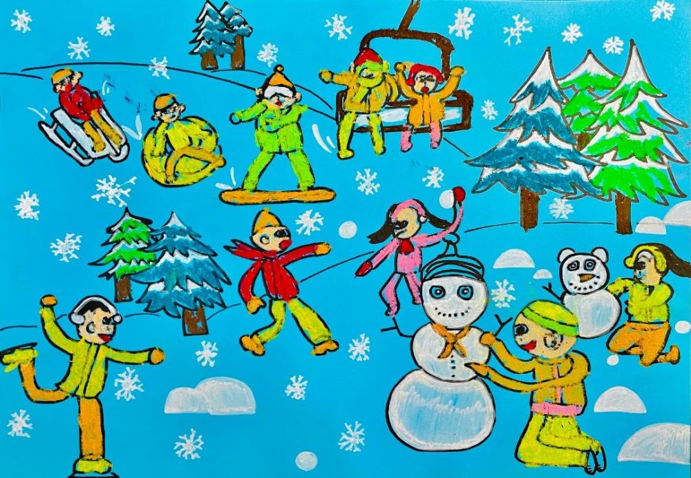 去滑雪看冬奥过春节逛博物馆小画师用心绘出多彩寒假