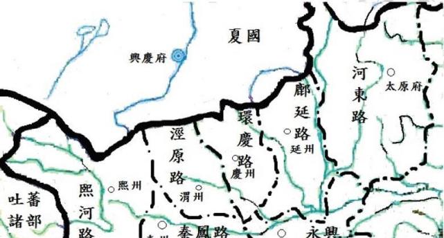 熙河路,秦凤路,泾原路,环庆路,鄜延路,再加上关内的永兴军路,总共六路